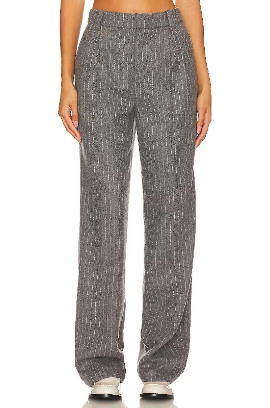 women's yoga pantsRoen Pant In Grey And White Pinstripe