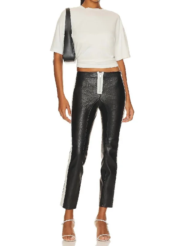 women's cool pantsThe Leather Moto Pant In Black/white