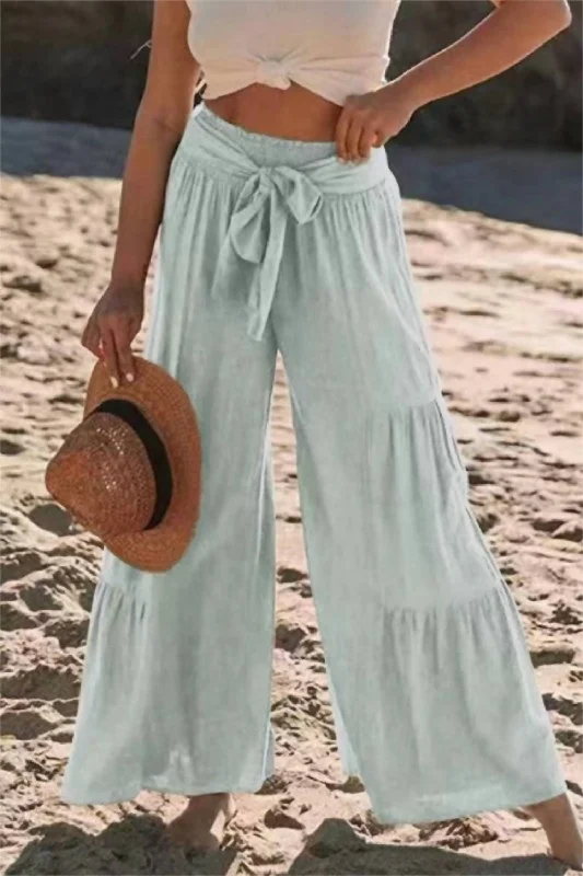 women's everyday pantsTiered Wide Leg Pants In Sky Blue