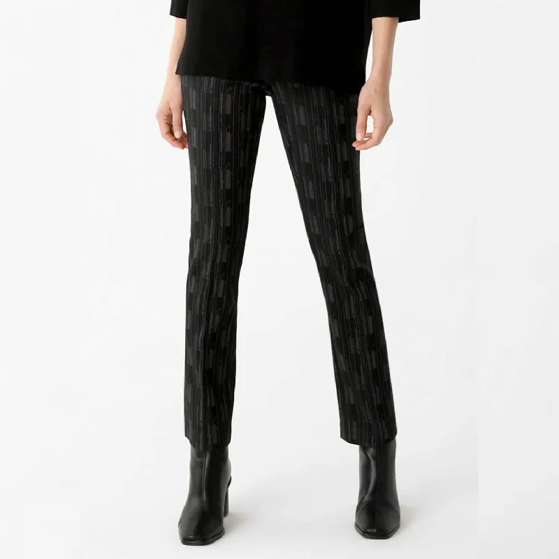 women's fall pantsTruro Stripe Pant 31" Slim Pant W/piping In Black With Rust