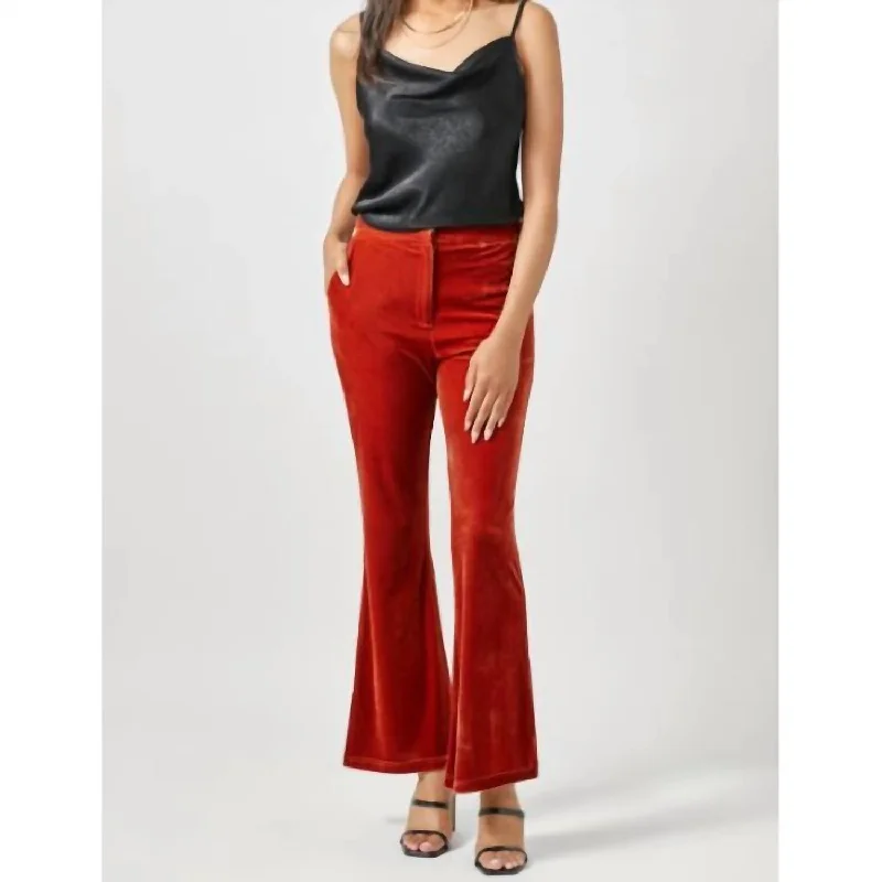 women's wide-leg pantsVelvet Flare Trousers In Sunset (Orange)