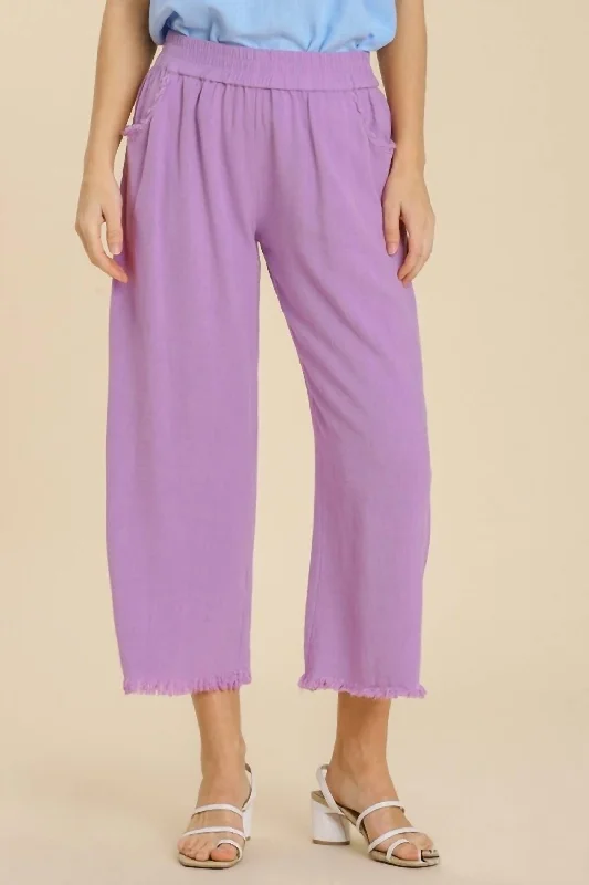 women's bootcut pantsWide Leg Linen Pant With Fringe - Plus In Lavender