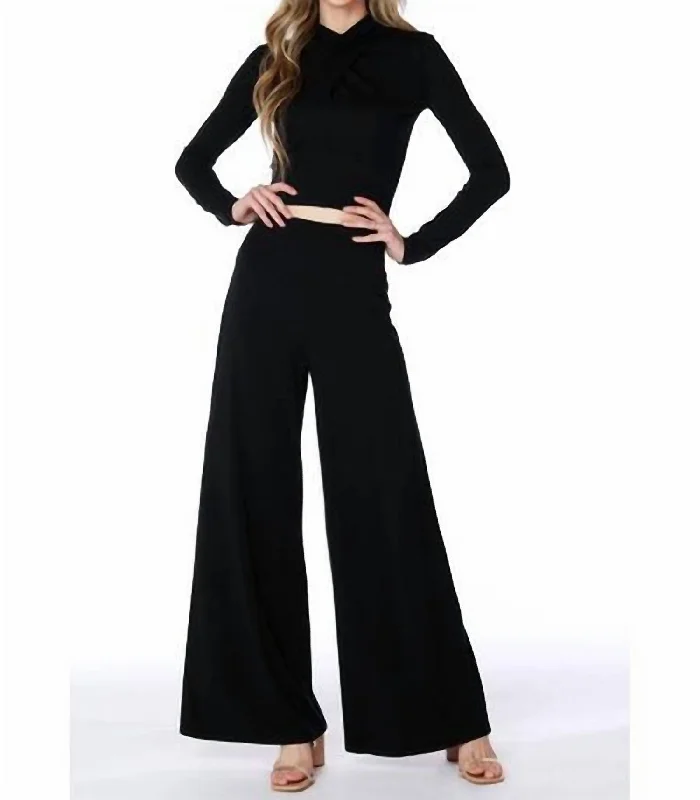 women's petite pantsWide Leg Pant In Black