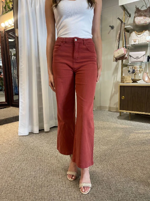 women's tall pantsWide Leg Pants In Rust