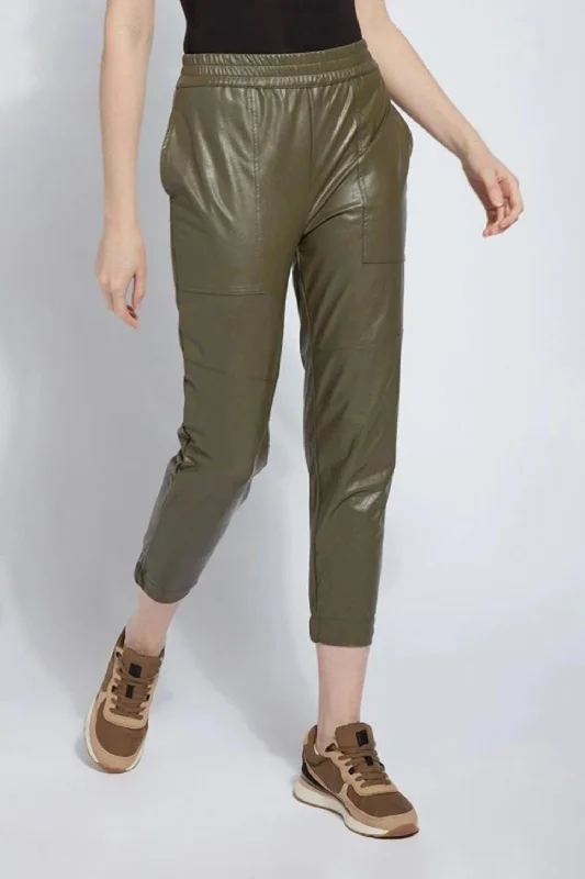 women's high-waisted pantsWomen's Brisk Leather Jogger In Green Ivy