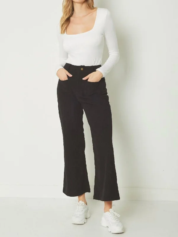 women's convertible pantsWomen's Corduroy Crop Kick Pants In Black