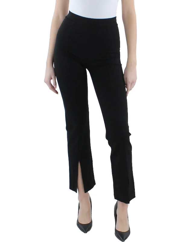 women's elegant pantsWomens Pleated Split Hem Straight Leg Pants