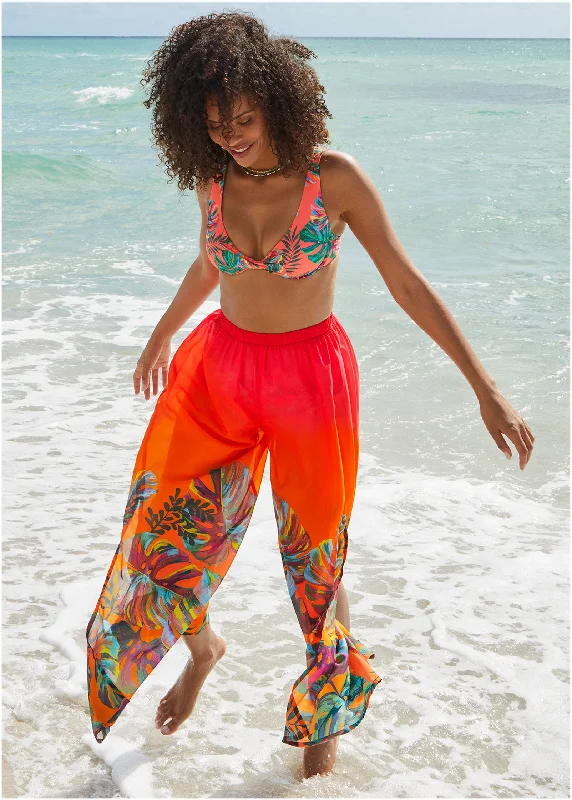 women's midi dressesPalazzo Cover-Up Pants - Tropical Sunset Border