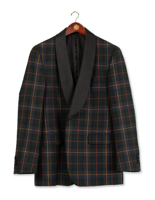 women's vacation dressesNAVY GREEN W/ RED/GOLD WINDOWPANE DINNER JACKET