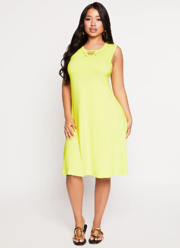 women's fair-trade dressesCaging Crew Neck Sleeveless Dress