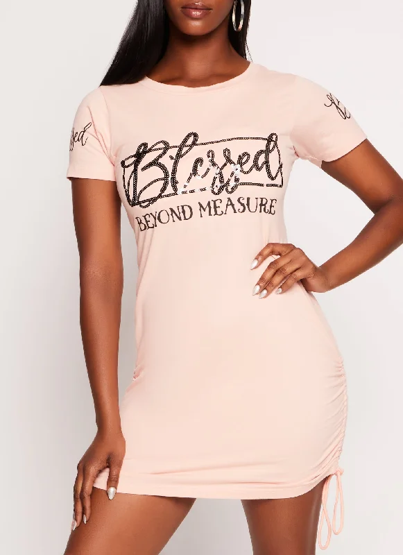 women's everyday dressesSequin Blessed Beyond Measure Graphic T Shirt Dress