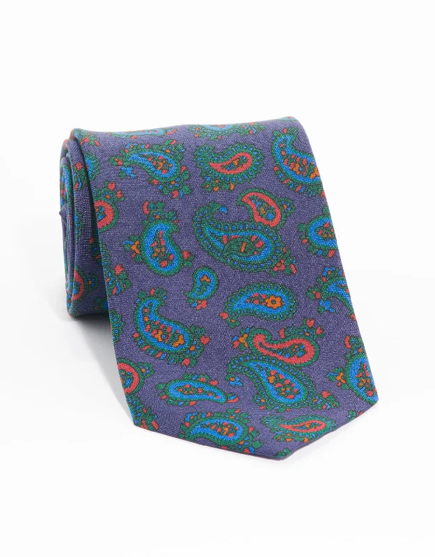 women's boho dressesPRINTED MADDER PAISLEY TIE - NAVY