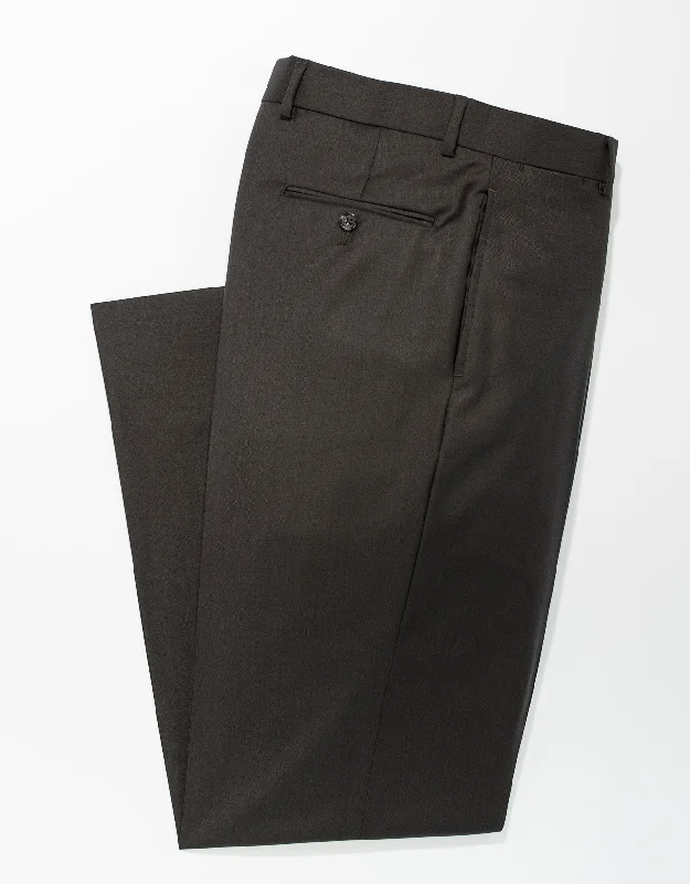 women's sustainable dressesWOOL TWILL CLASSIC FIT TROUSERS - BROWN