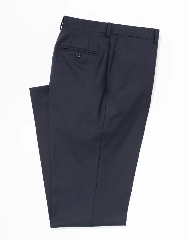 women's fair-trade dressesWOOL TWILL CLASSIC FIT TROUSERS - NAVY