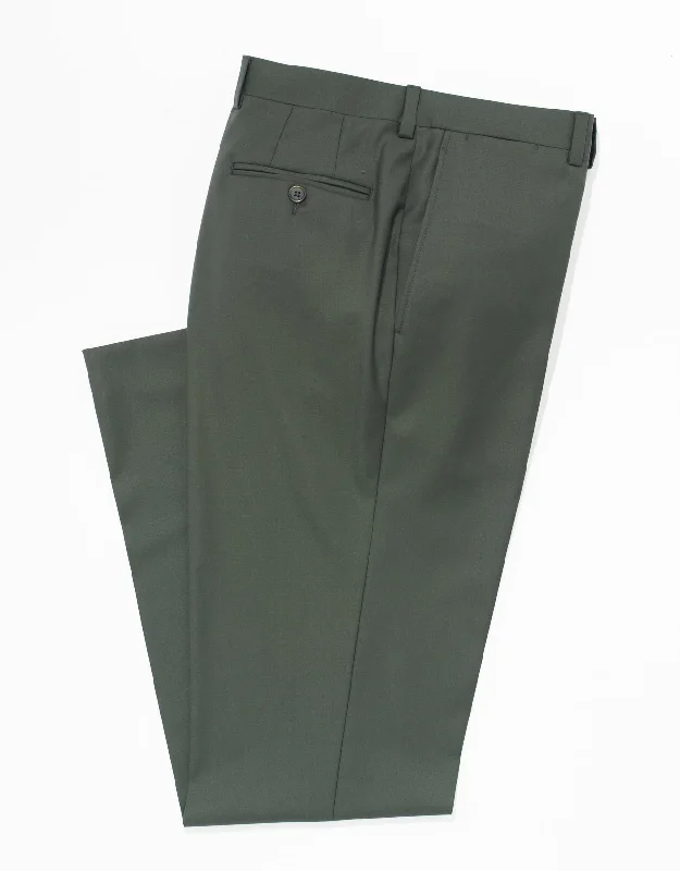 women's eco-friendly dressesWOOL TWILL CLASSIC FIT TROUSERS - OLIVE