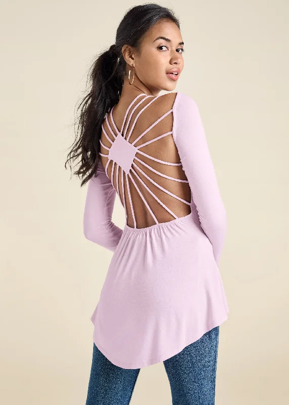 women's one-shoulder dressesStrappy Open Back Top - Lilac