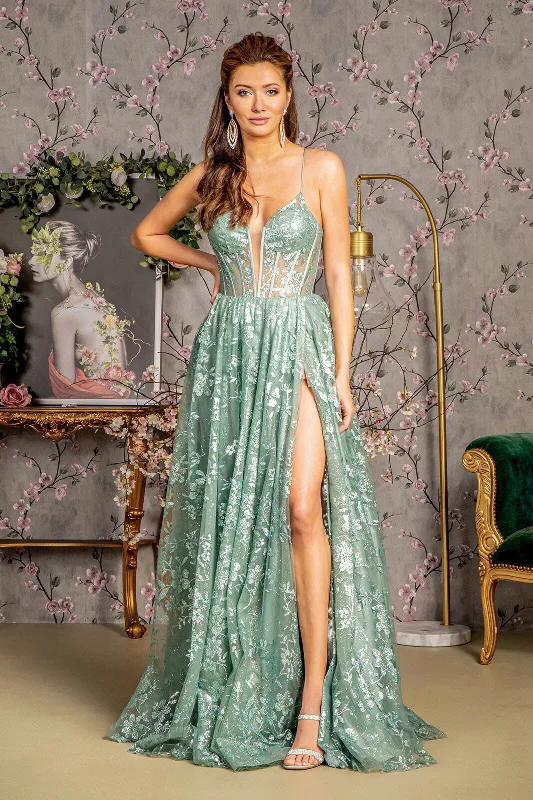 women's bell-sleeved dressesLong Formal Sequin Print Prom Dress