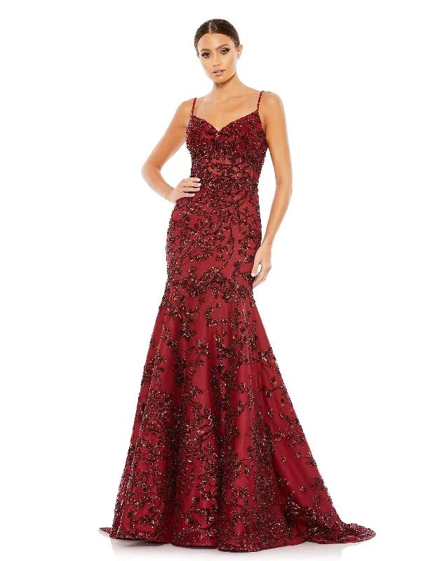 women's cold-shoulder dressesMac Duggal 20199 Long Sequin Formal Prom Mermaid Dress