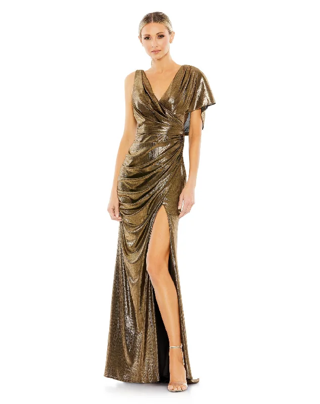 women's mini dressesMac Duggal 26986 Formal Metallic Long Prom Dress