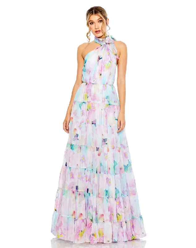 women's luxury dressesMac Duggal 55881 Long Floral Print Formal Prom Dress