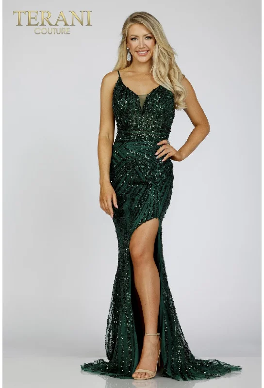 women's boho dressesTerani Couture 231E0516 Long Sequin Prom Formal Fitted Dress