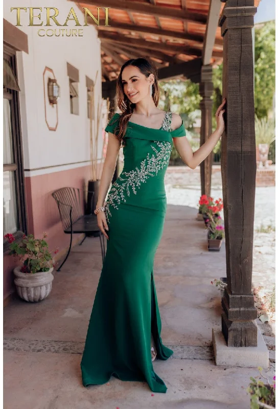 women's wrap dressesTerani Couture 232M1549 Long Formal Prom Beaded Dress